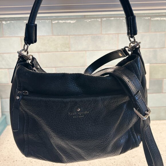 kate spade Handbags - Kate Spade Black Pebbled Soft Leather Hobo Shoulder/Handbag